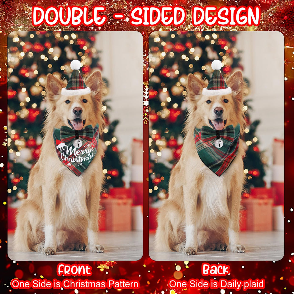 Guiqulai Christmas plaid bandana closeup—soft cotton-poly blend and durable stitching.