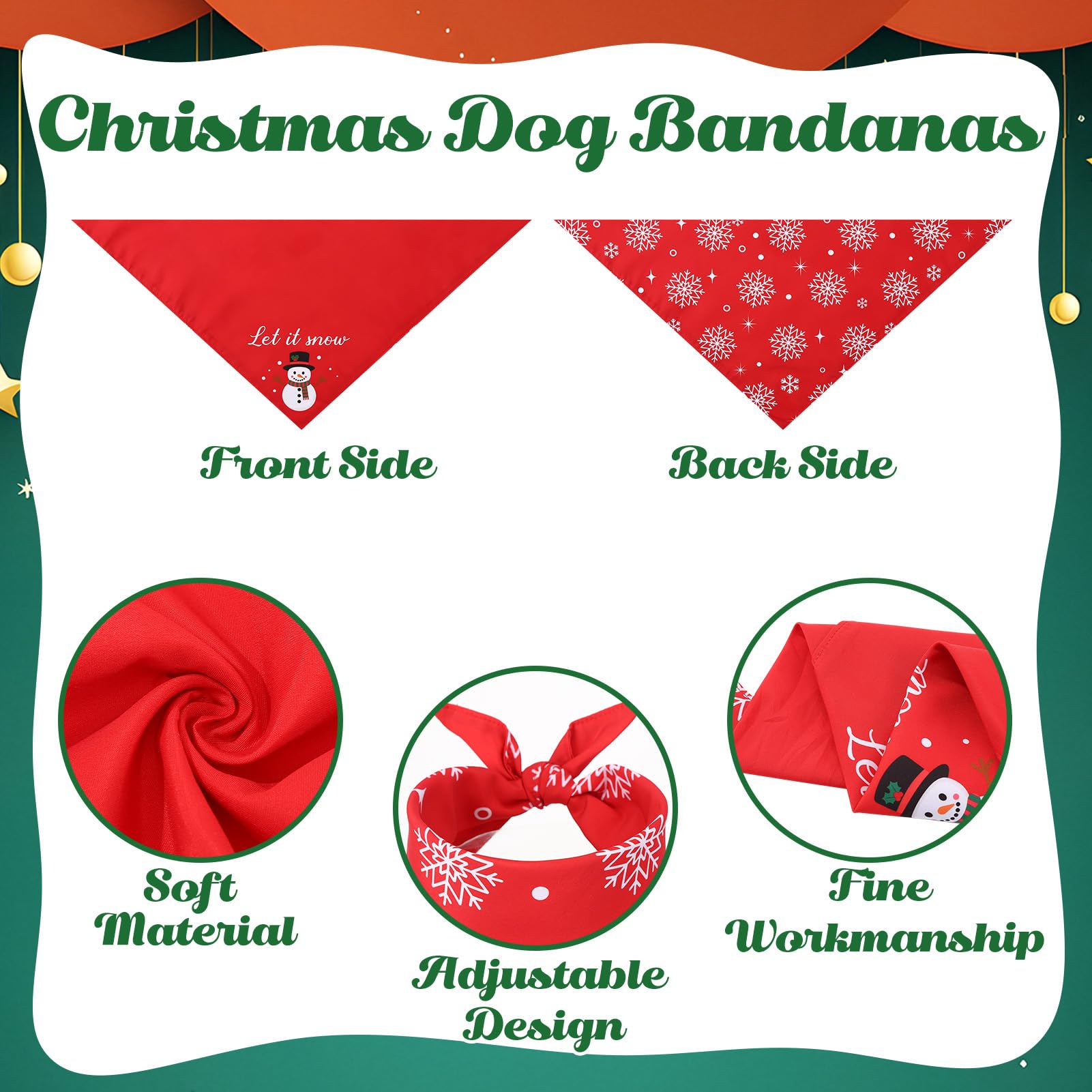 Guiqulai double-sided dog bandana showing two holiday looks