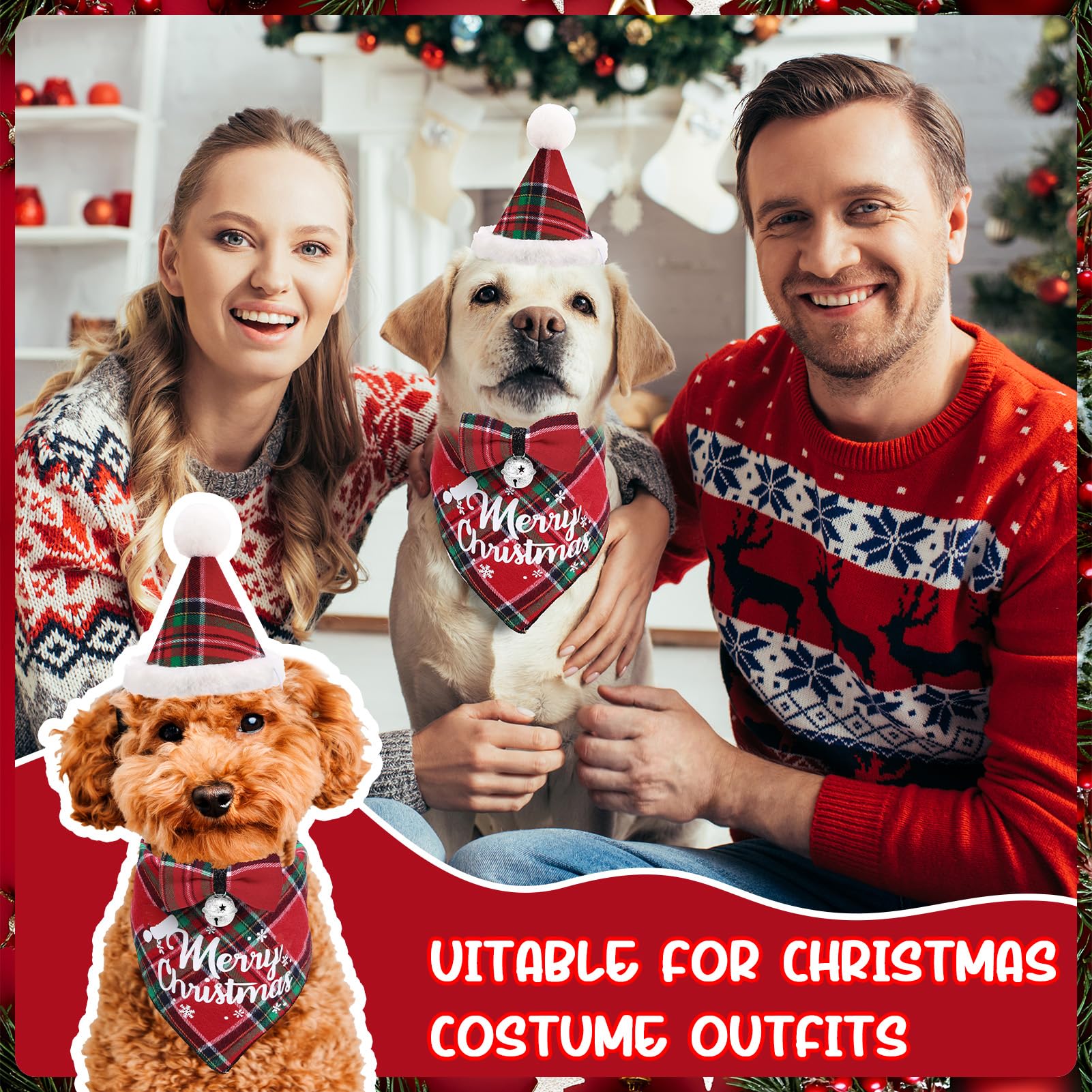 Guiqulai dog costume set festive-plaid—great for gifts and daily dressing.