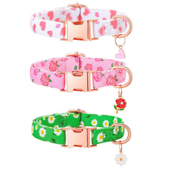 Guiqulai floral dog collar three-pack in pink, stylish outdoor accessory for small dogs.