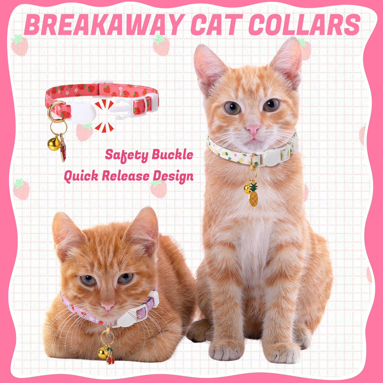 Guiqulai fruit collar strawberry: colorful pattern with bells for awareness.