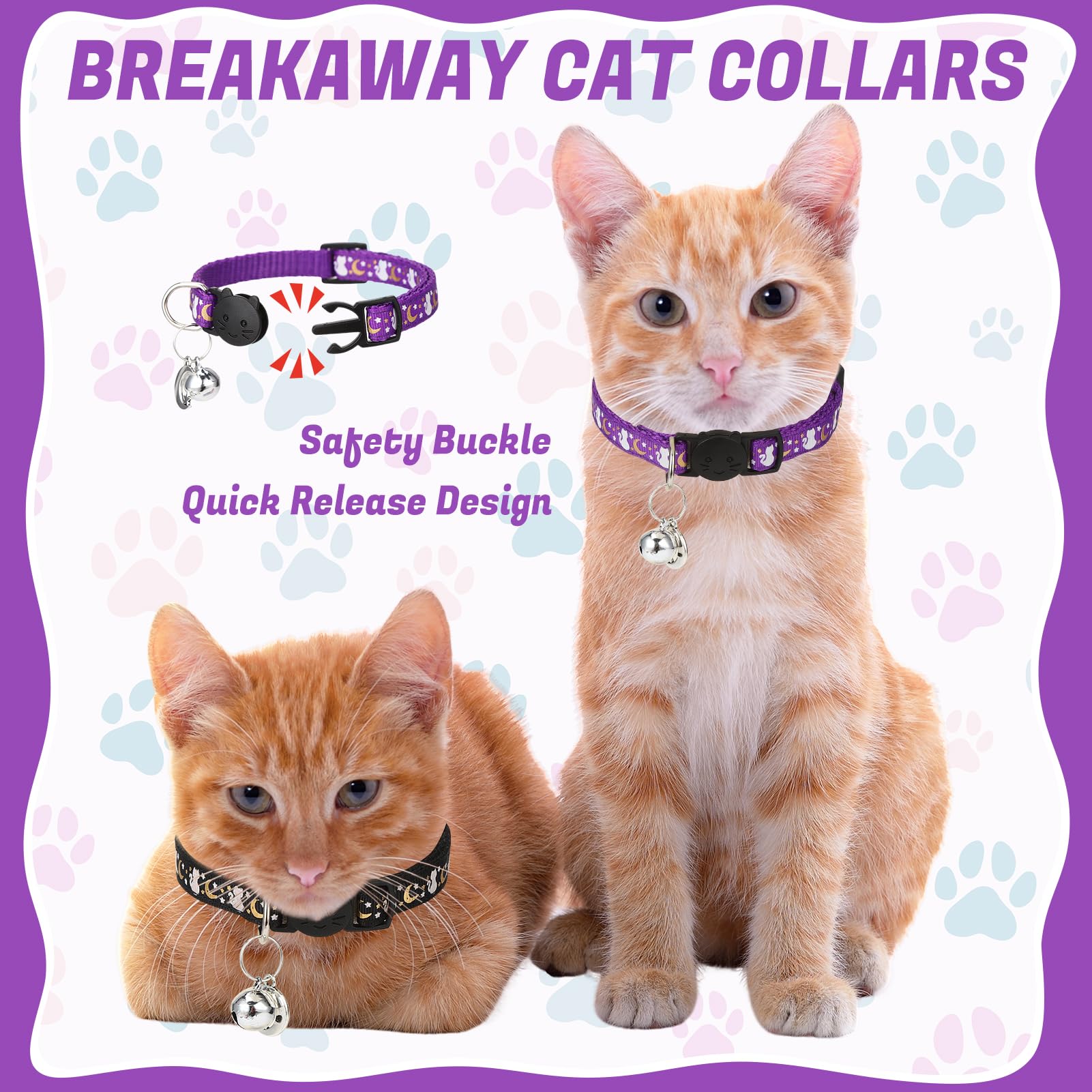 Guiqulai glow-in-the-dark collar for easy nighttime visibility.