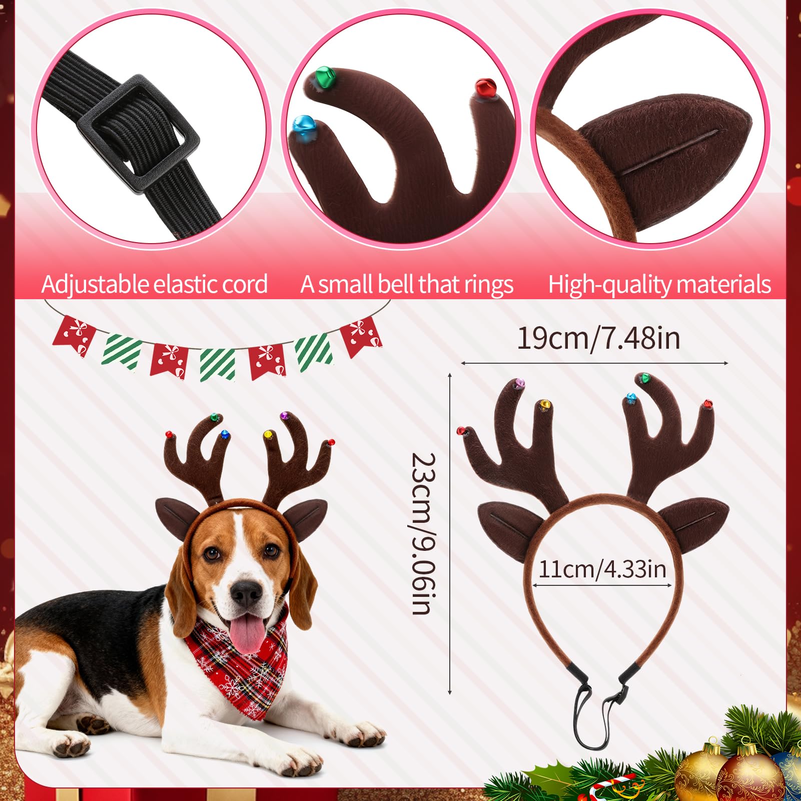 Guiqulai plaid triangle scarf for dogs enhances holiday photos