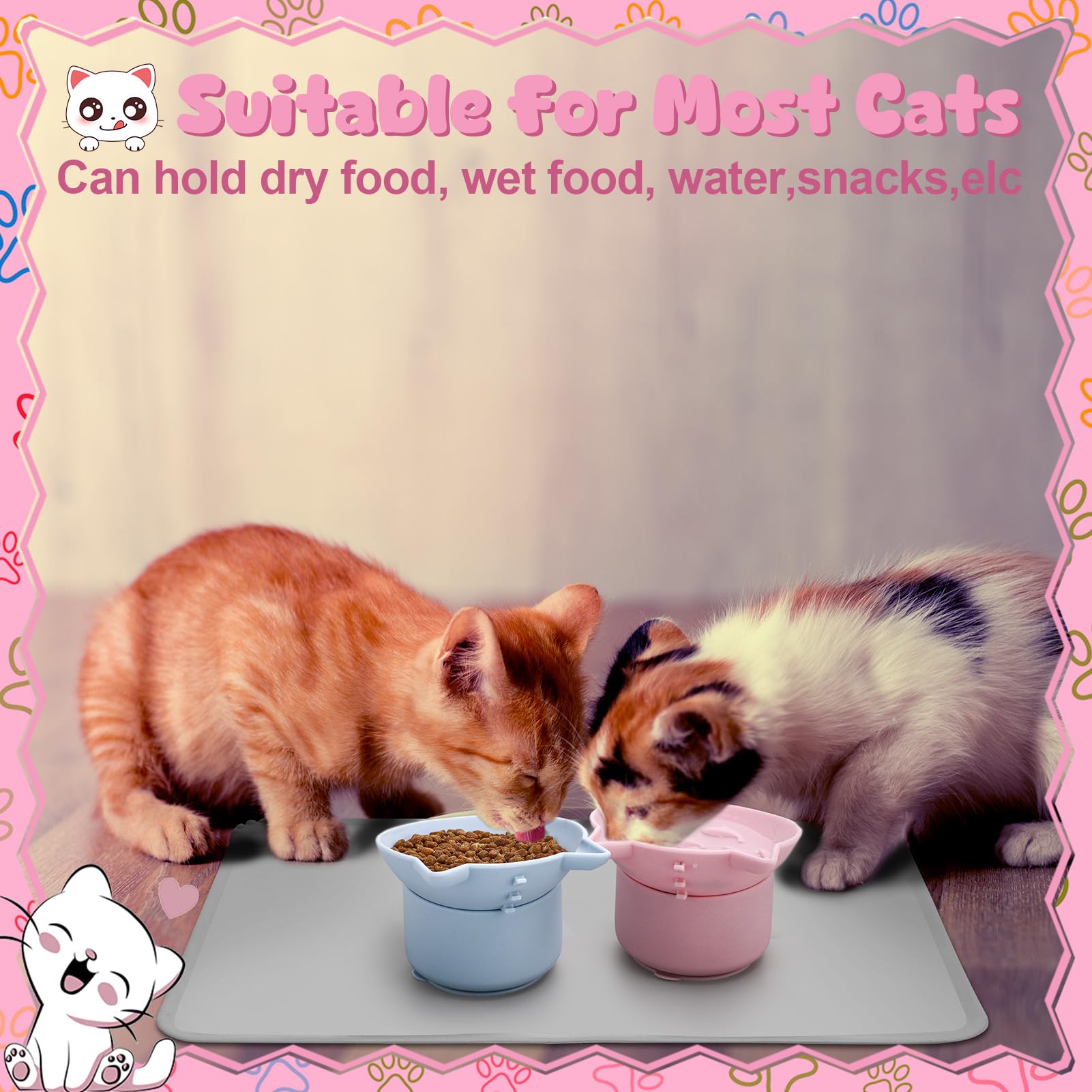 Guiqulai tilted raised cat bowls with adjustable angles for comfortable dining.