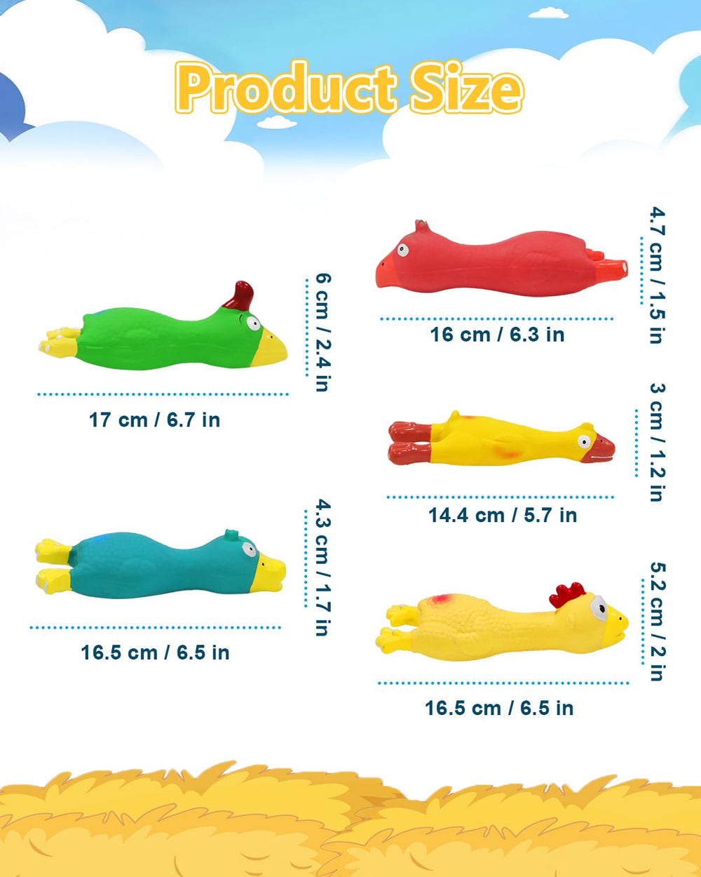 Guiwawa dog squeaky toys chicken compact design easy pickup