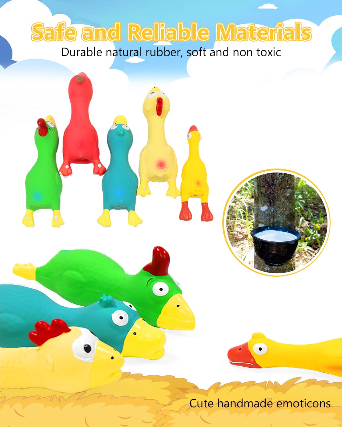 Guiwawa dog squeaky toys chicken soft-rubber material for gentle chewers