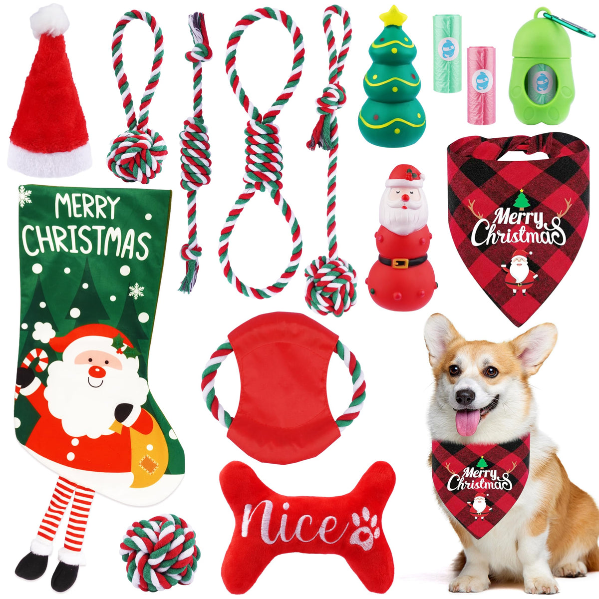 GuiZha Christmas dog stocking toys bundle for holiday fun and bonding