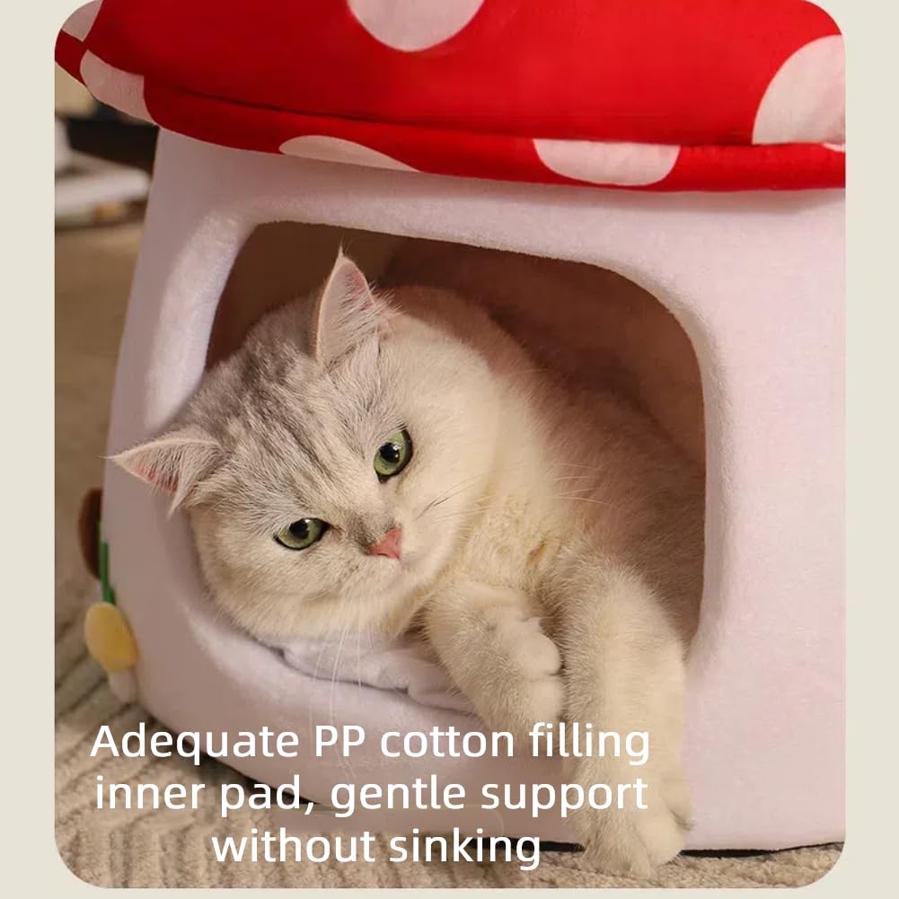 Gujuja warm soft fabric cat bed delivers breathable warmth