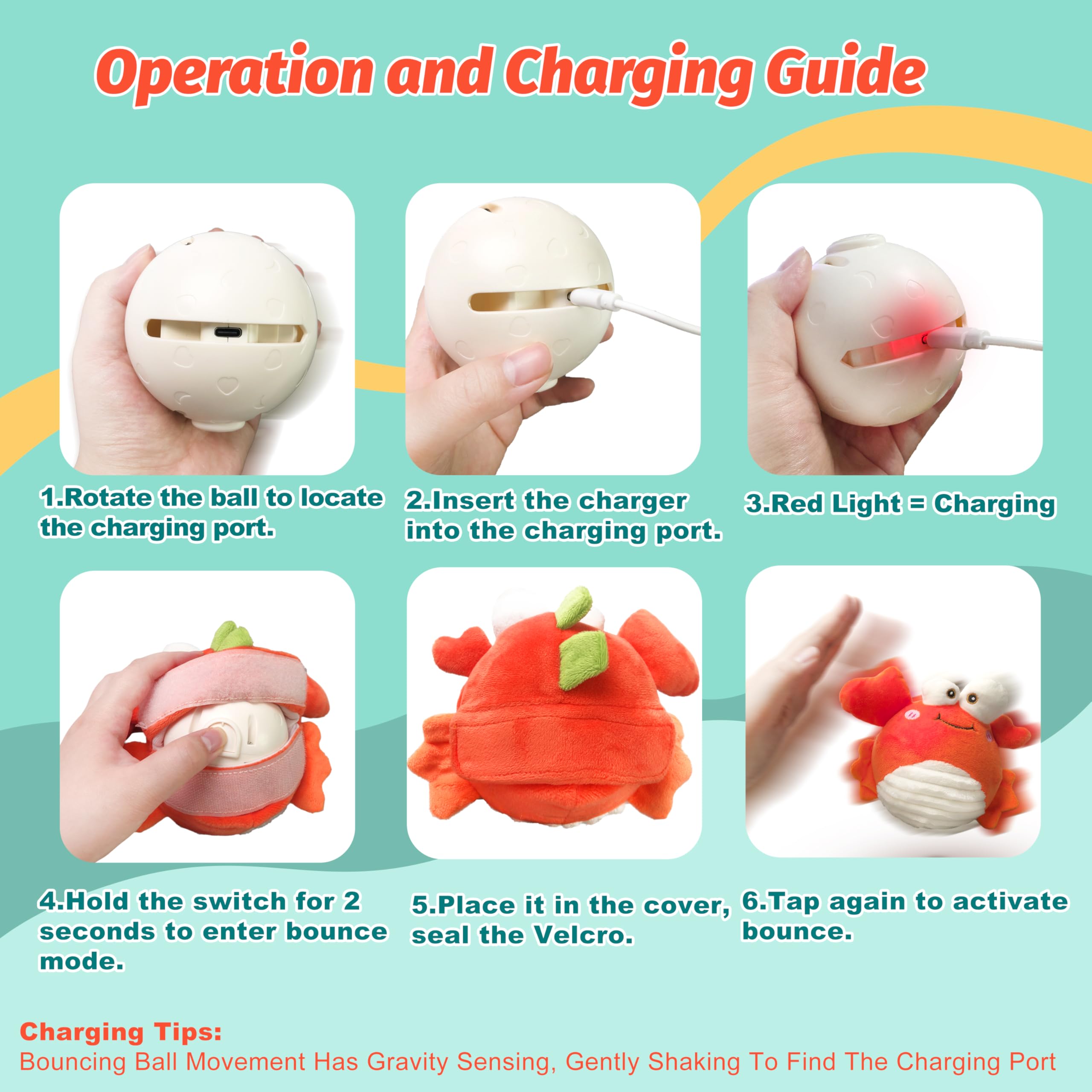 GUKCO Crab interactive toy rechargeable battery supports long play sessions.