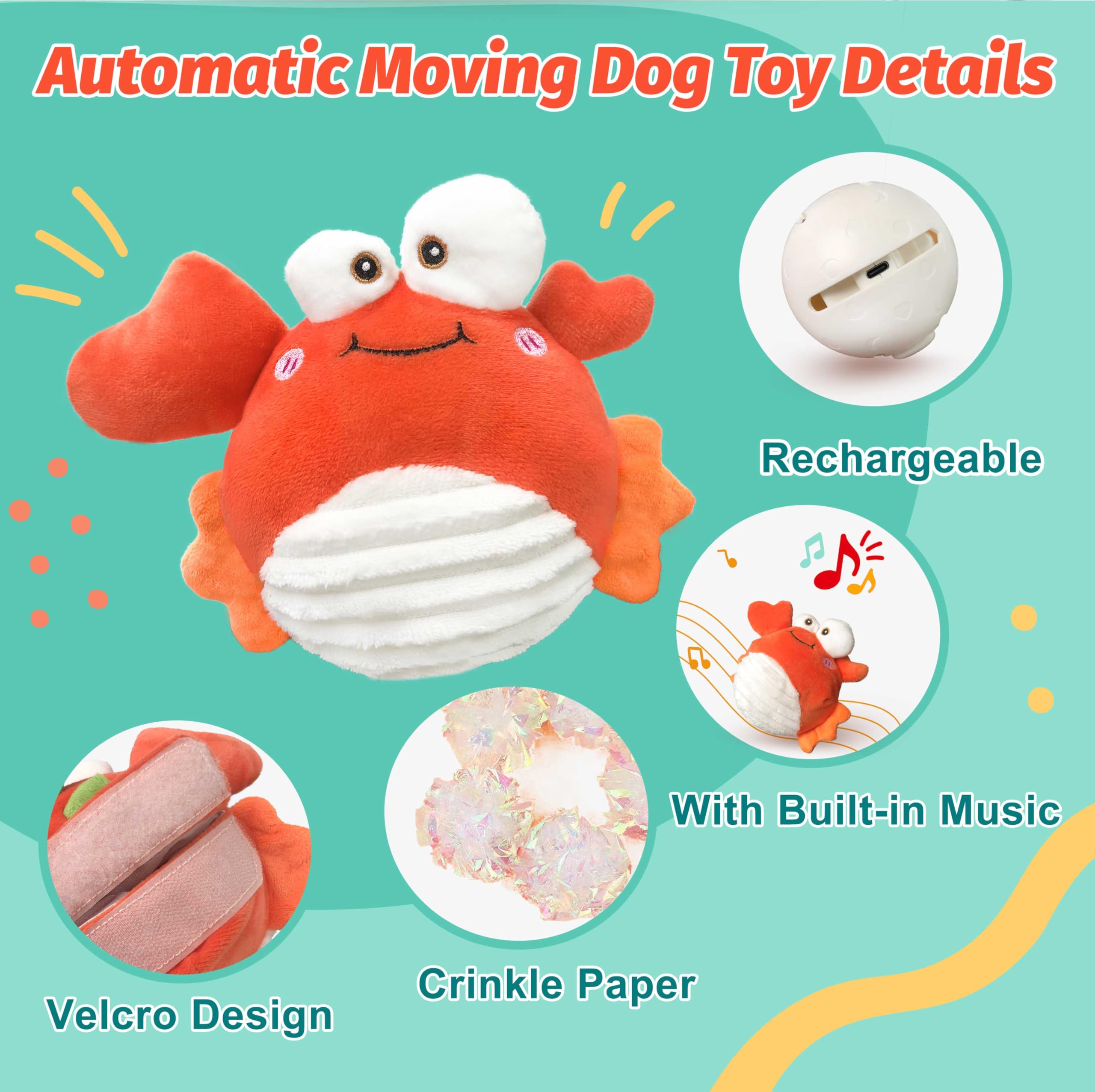 GUKCO Crab interactive toy in silent mode offers quiet play for sensitive dogs.