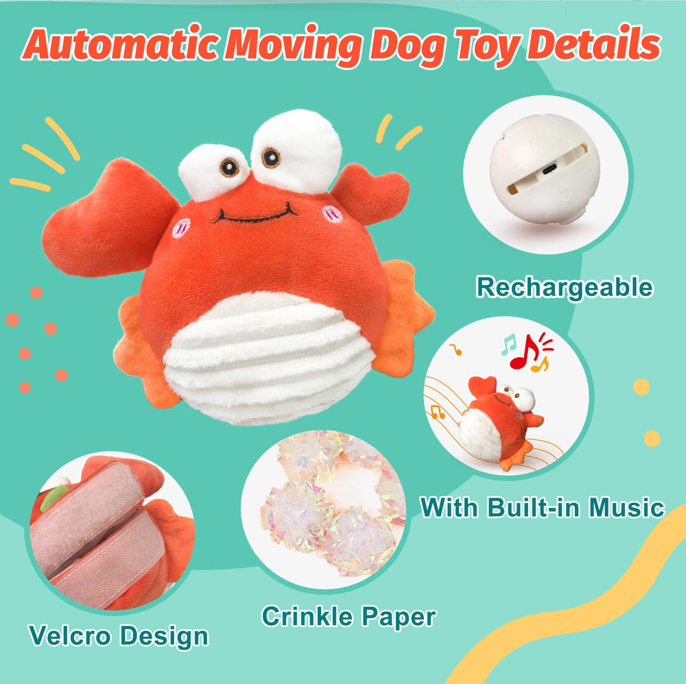 GUKCO Crab interactive toy in silent mode offers quiet play for sensitive dogs.