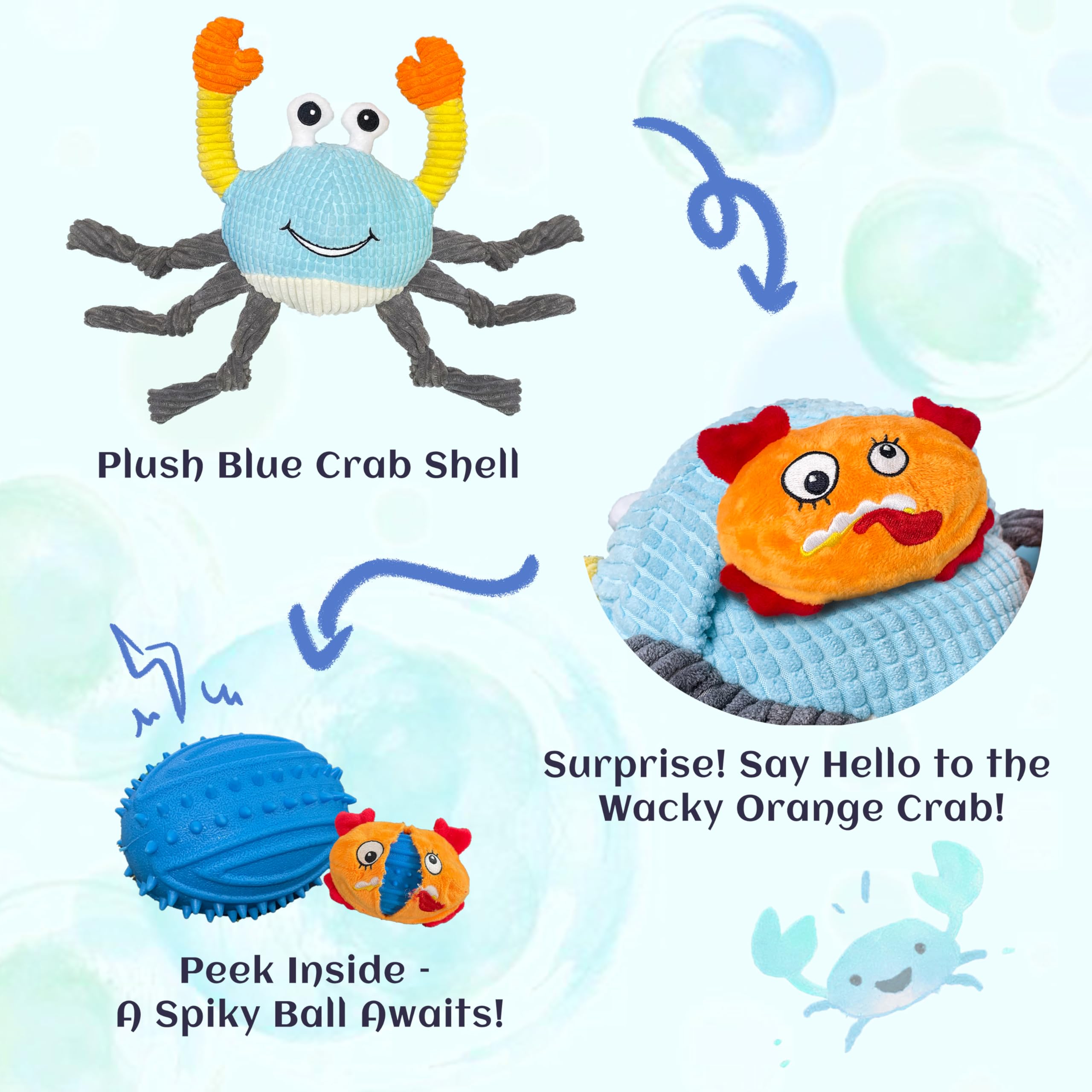 GUKCO crab plush cover image highlighting interactive tug and fetch play