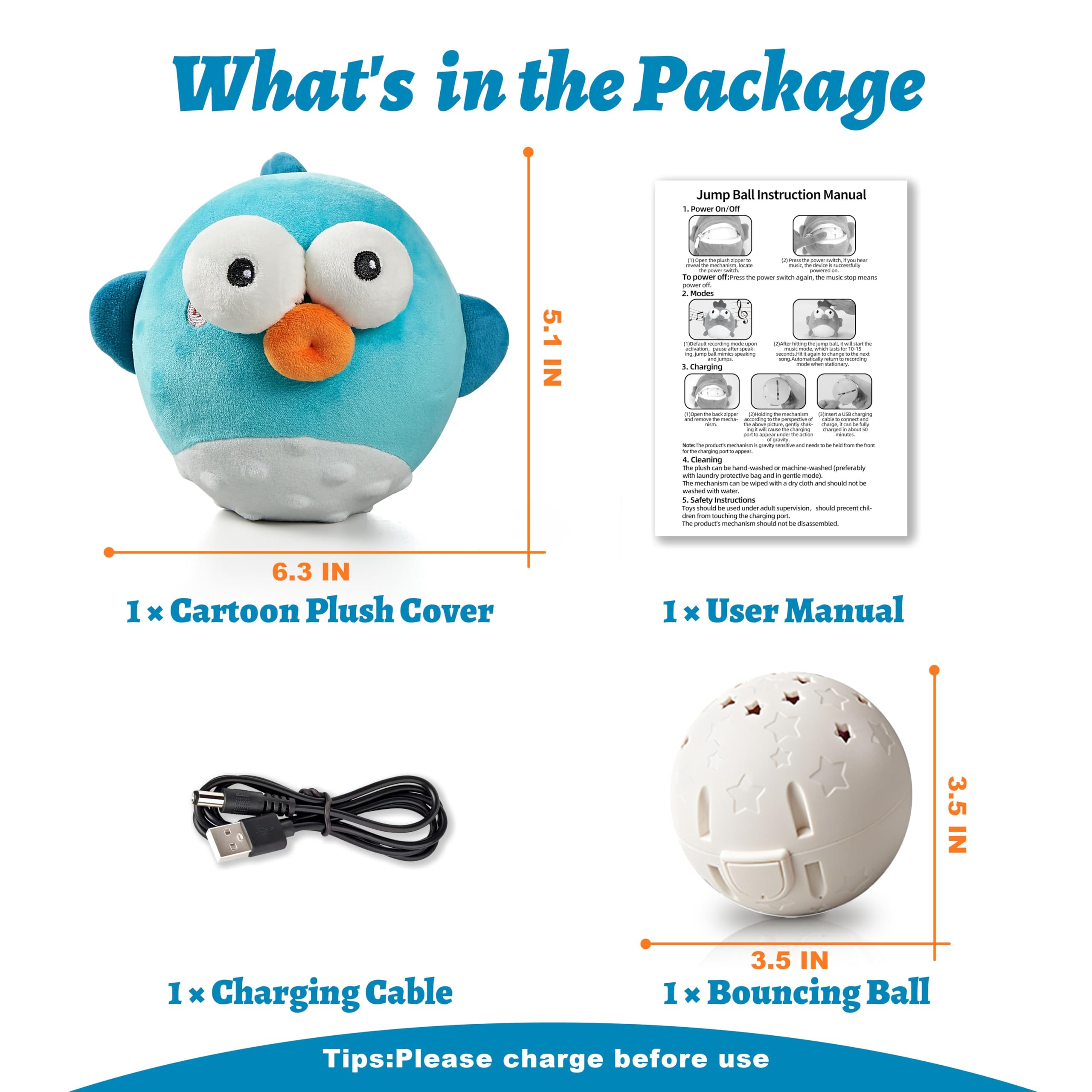 GUKCO Puffer removable ball with Velcro for quick cleaning