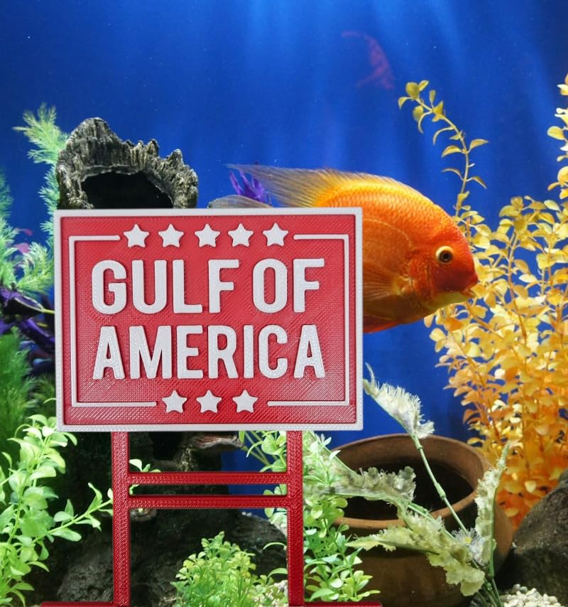 Gulf of America aquarium sign front view adds eye-catching decor to your fish tank