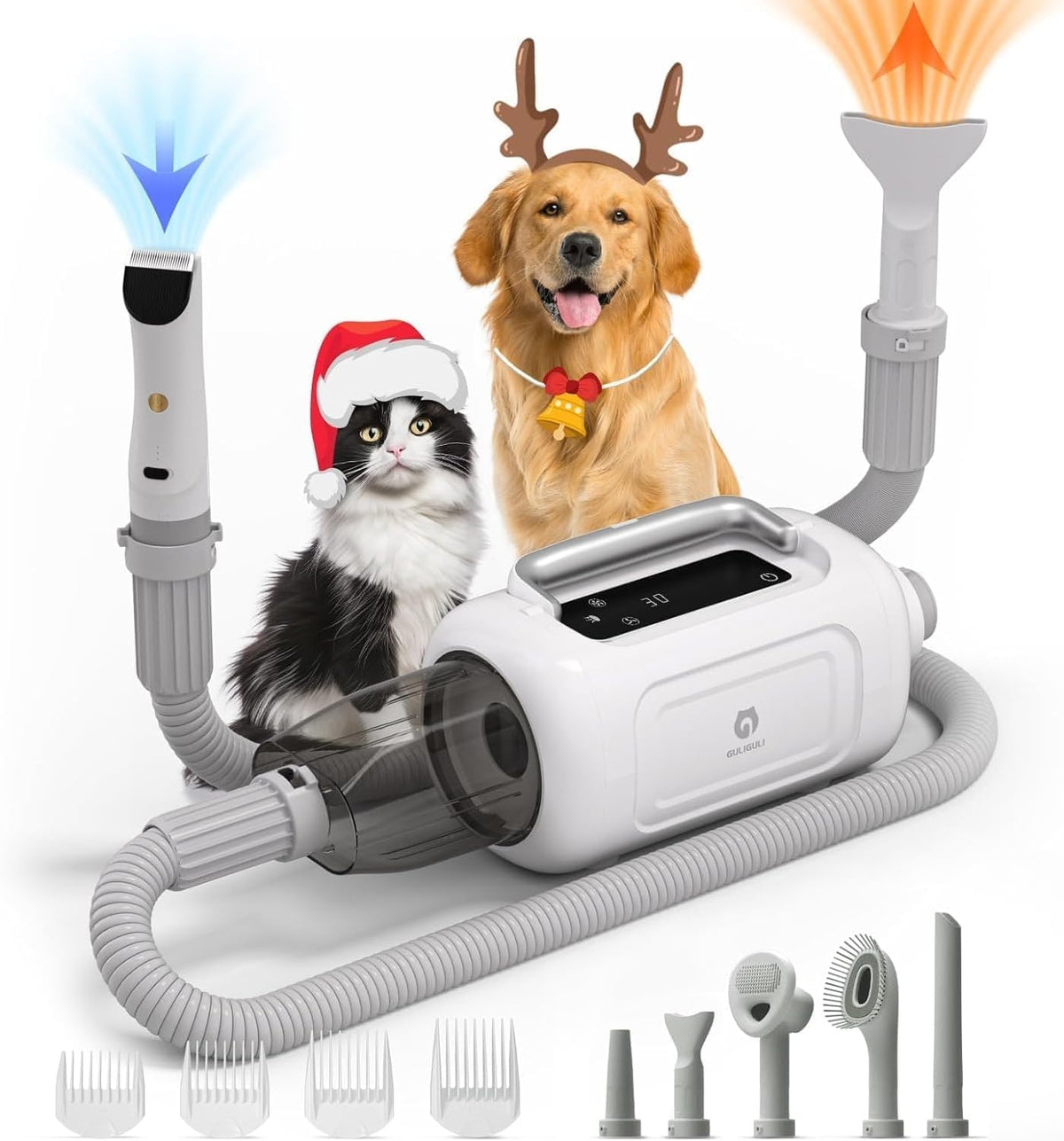 GULIGULI 6-in-1 grooming kit front view for quiet at-home pet care