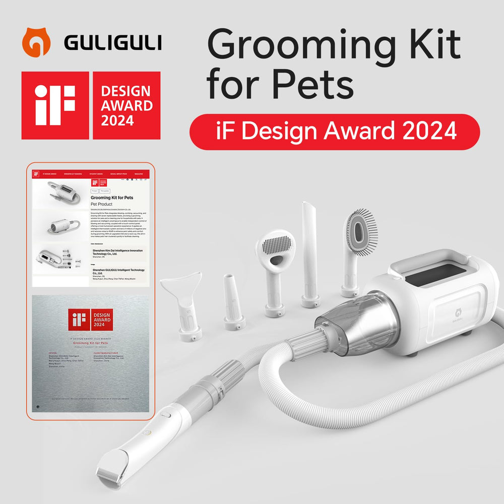 GULIGULI grooming kit contents showing clippers and brushes for versatile grooming