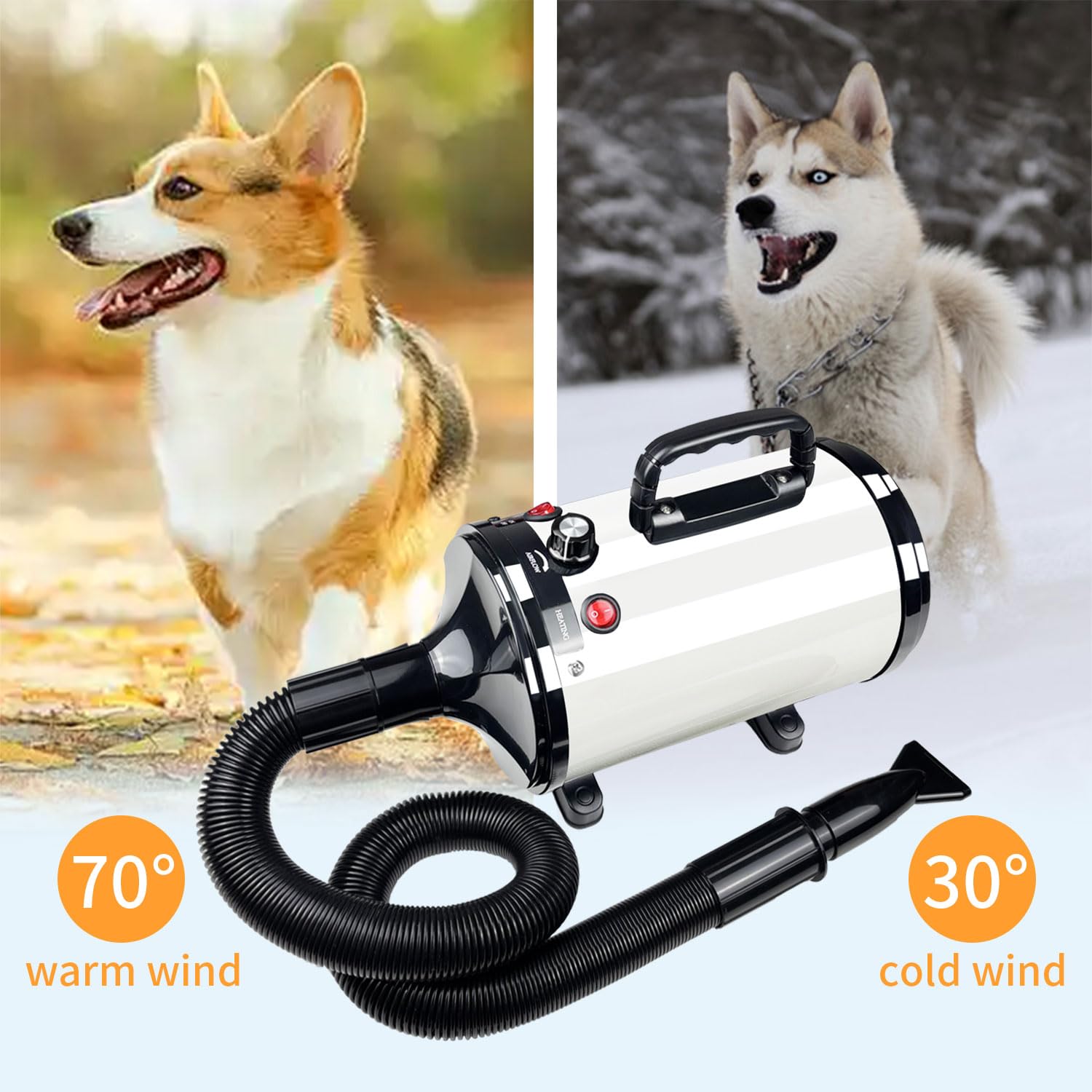GULUQI Pro pet dryer with silent operation aids calm grooming sessions.