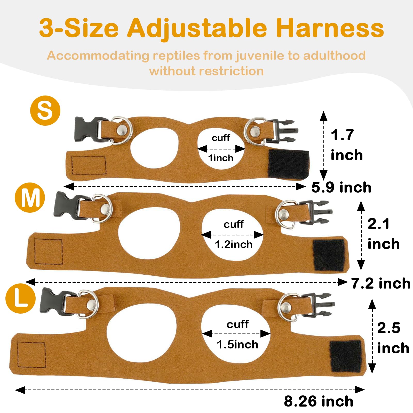 GUNEDD Bearded Dragon harness easy-on-off design for quick fitting.