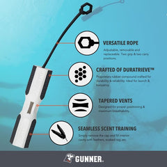 GUNNER dog training bumper floats reliably for water retrieves and fun water work.