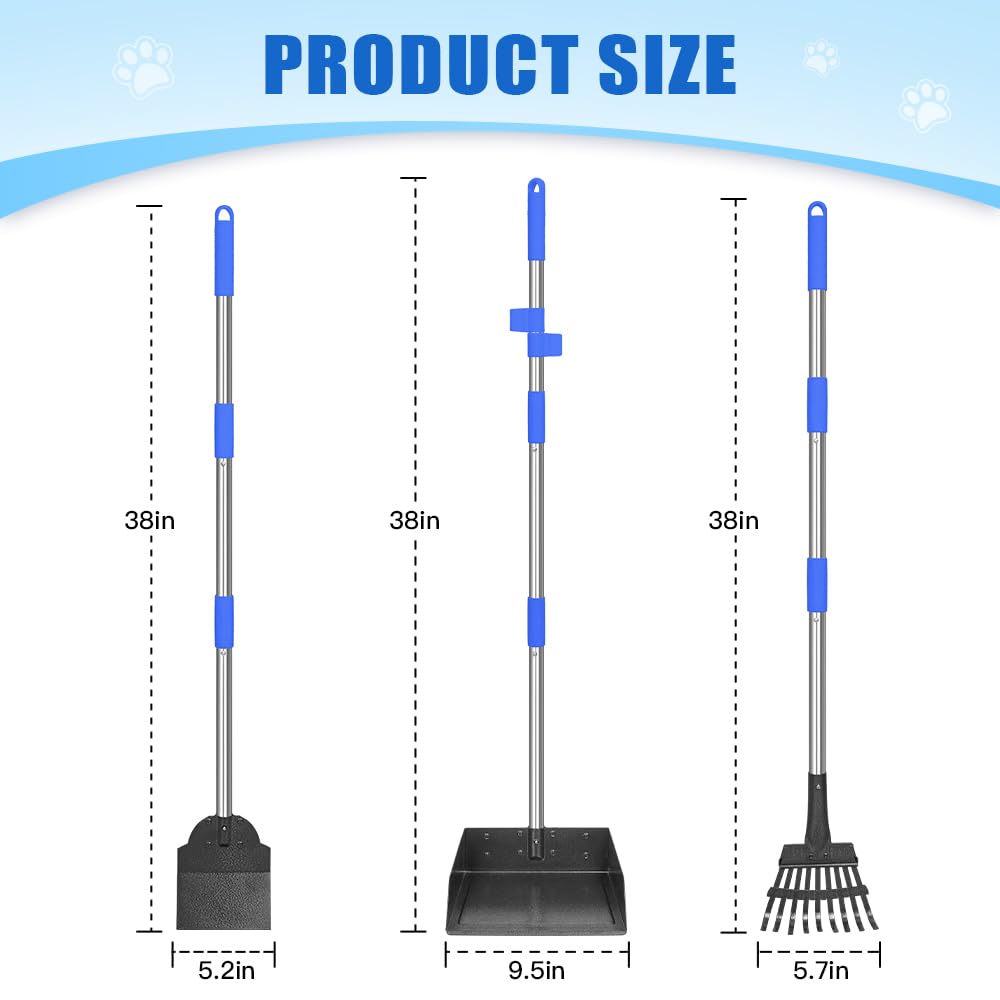 GUOOUG 38-inch ergonomic handle aids upright scooping for back-friendly use