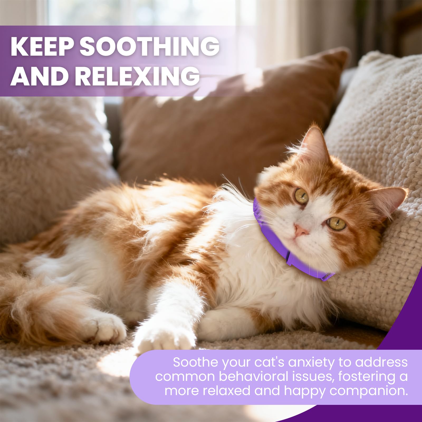Guowo calming collar 15-inch adjustable purple for custom fit and continued ease.