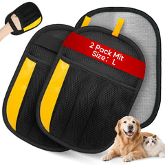 Guowo pet hair removal glove closeup shows electrostatic lift for quick fabric cleanup