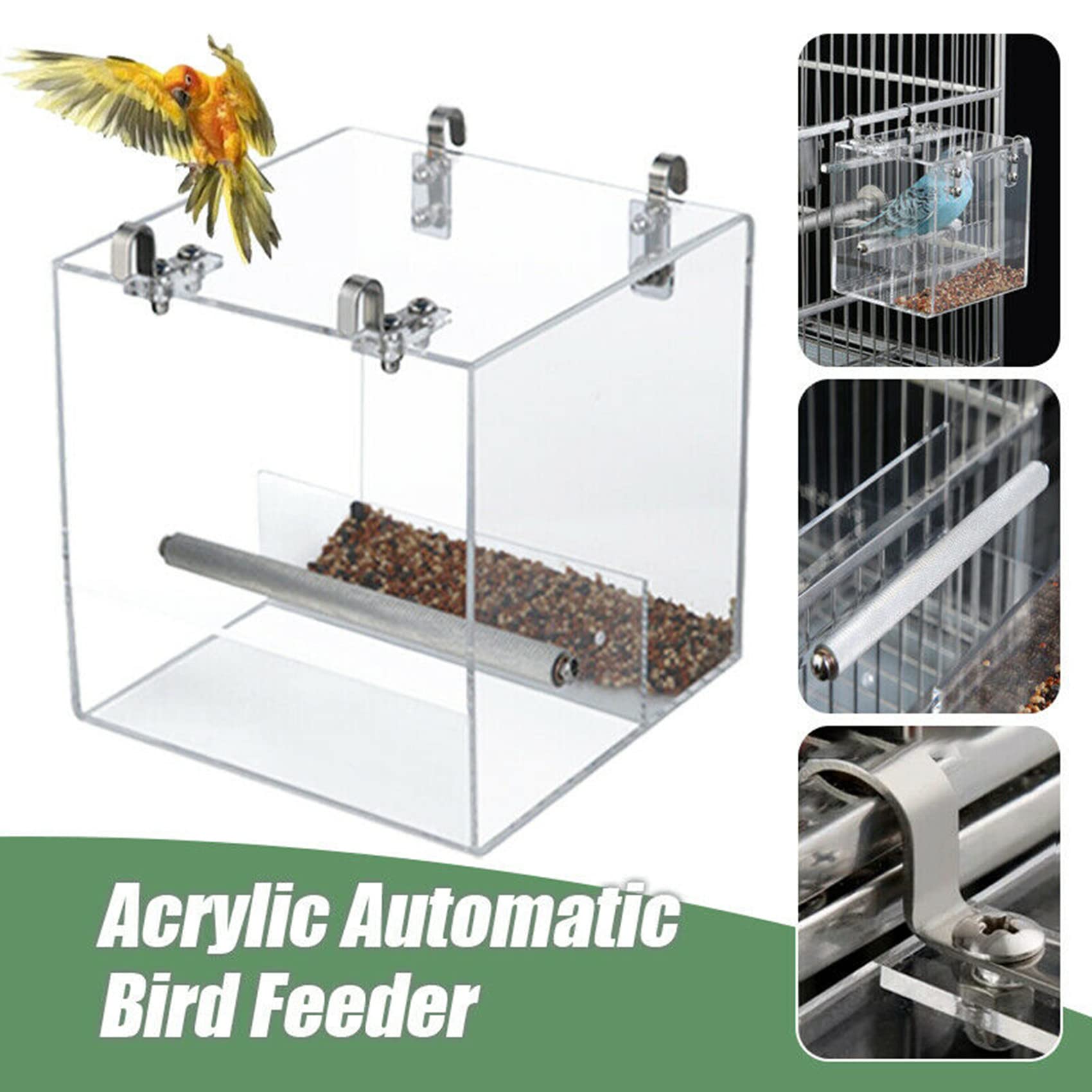 GURECOD Automatic Bird Feeder with hook-hanging setup for quick installation.