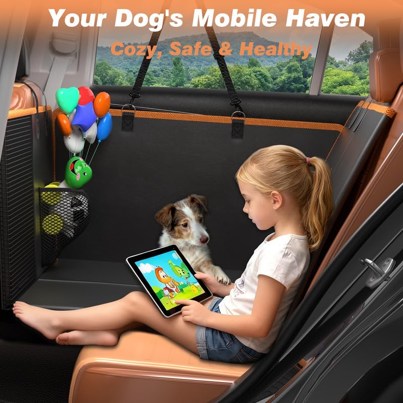 Gusil Back Seat Extender breathable mesh window improves airflow and reduces anxiety.