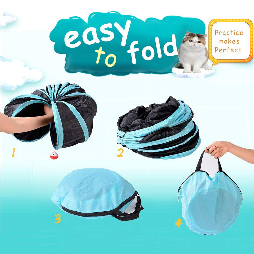 GUSTYLE Cat Tunnel Toy 9.84-inch diameter and 11.81-inch length when expanded.