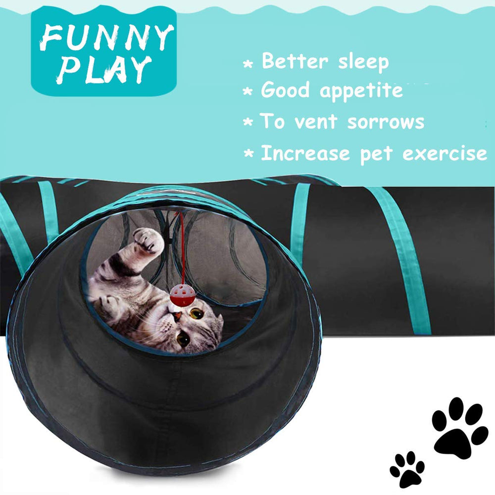 GUSTYLE Cat Tunnel Toy hanging bell encourages interactive chase and playful batting.