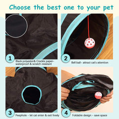GUSTYLE Cat Tunnel Toy middle hole for peek-a-boo play and social interaction.