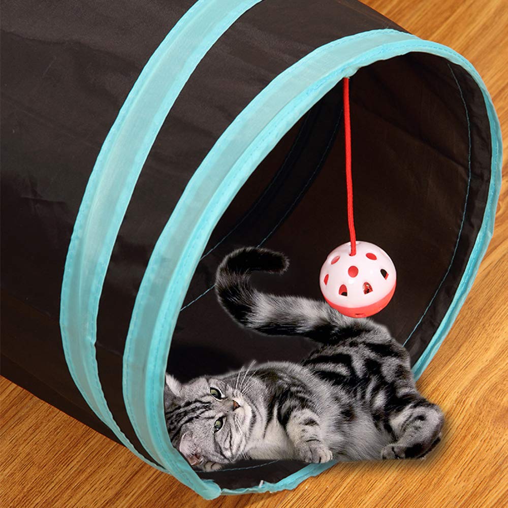 GUSTYLE Cat Tunnel Toy storage bag shows portable setup and easy travel.