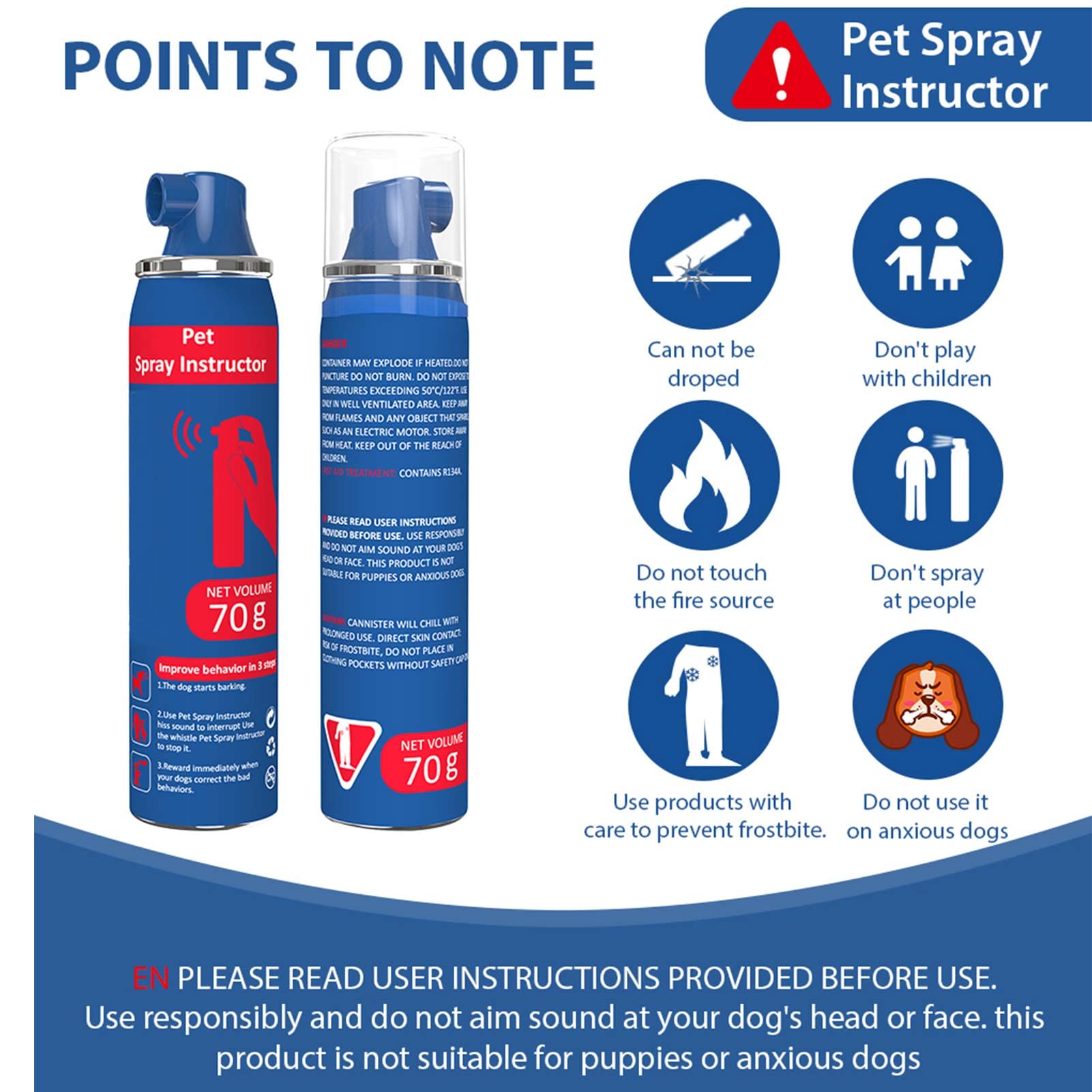 Gutes Leben Dog Instructor Spray being used at a distance to interrupt misbehavior.