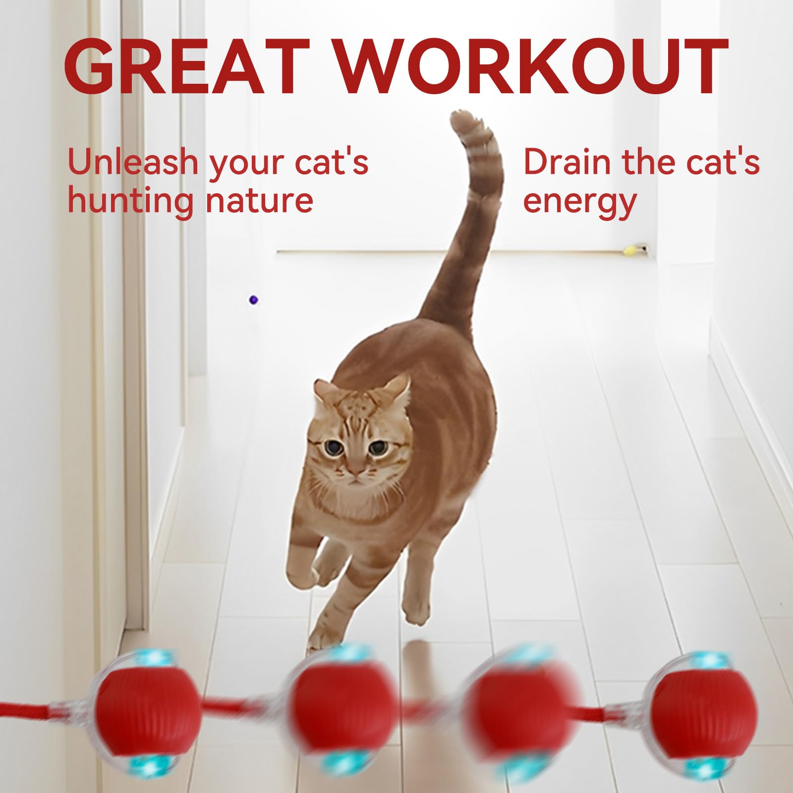 Guyugoey Interactive Ball side view demonstrates rolling action that entertains bored pets indoors.