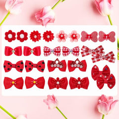 Gvhntk dog bow red butterfly with pearls provides cute accents for events.