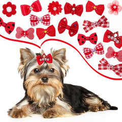 Gvhntk dog bow red leather-band clip stays securely on active pets.