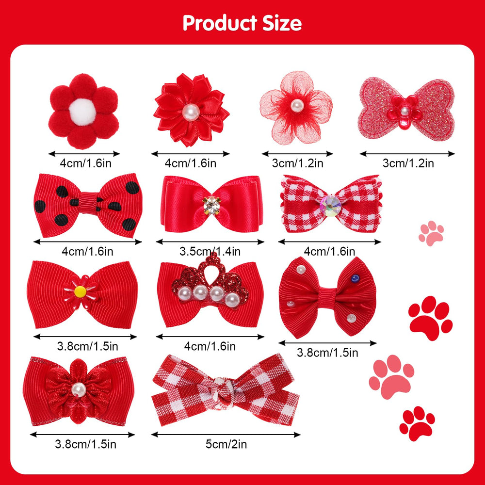 Gvhntk dog bow red satin-clip for easy attachment and festive looks.