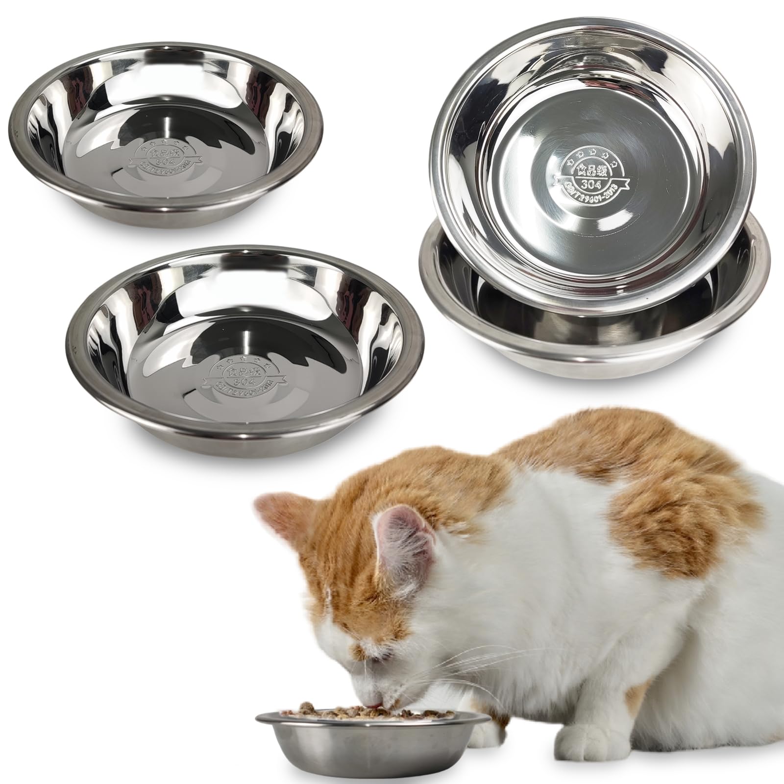 GCVOPTON stainless steel cat bowl, 5.5 inch top diameter, rust-resistant and easy to clean.