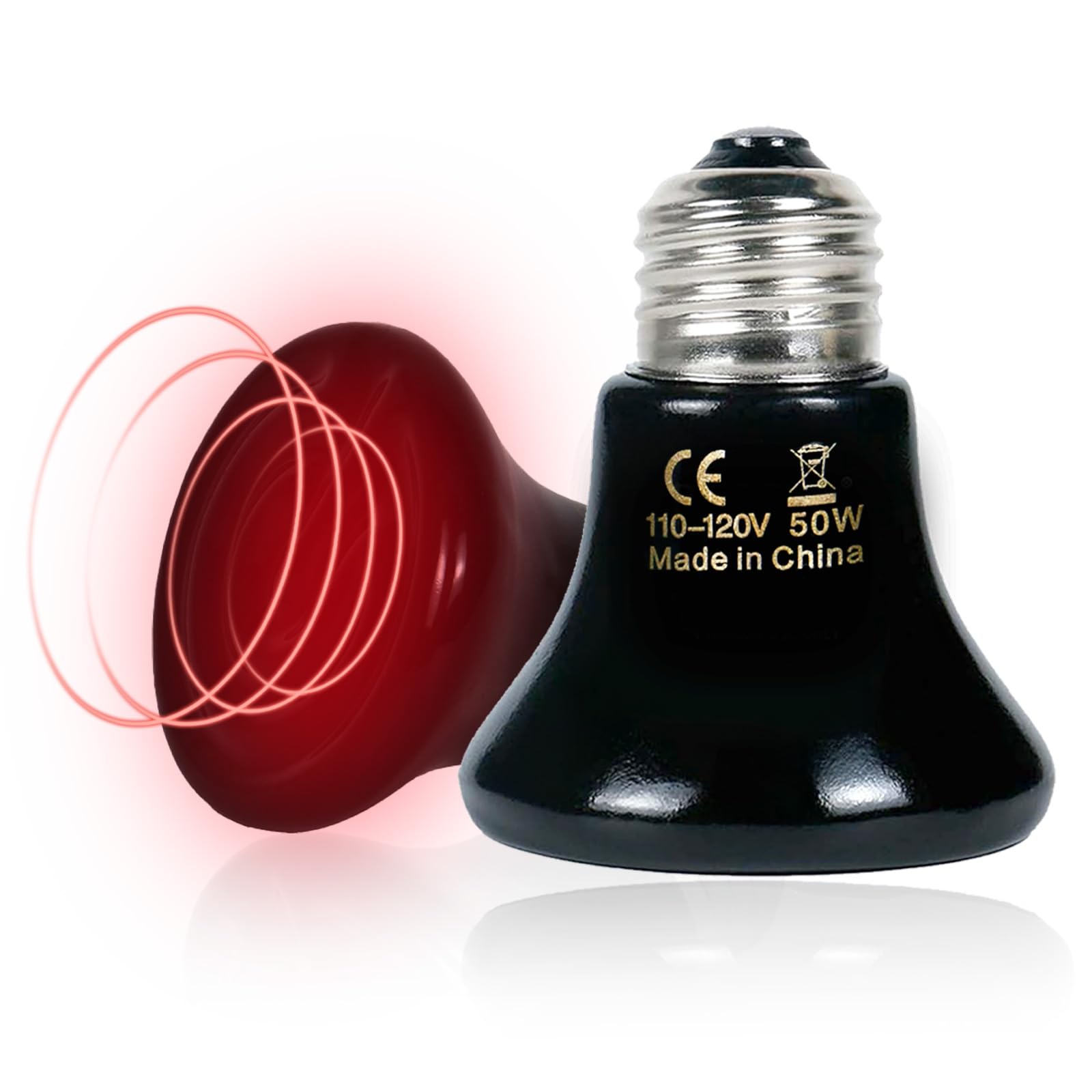 GVWRATW 50W ceramic heat emitter two-pack front view highlights reliable, no-glow warmth for terrariums.