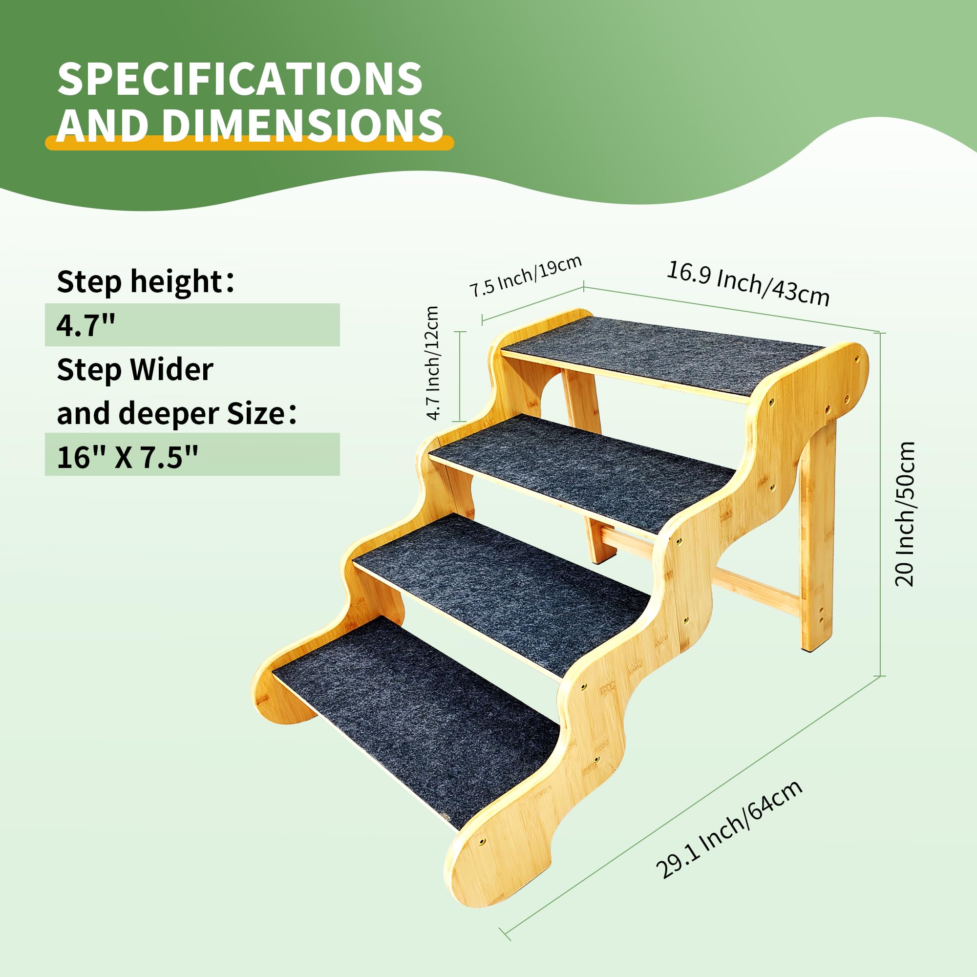 GXONE bamboo dog stairs durable natural material for daily use.