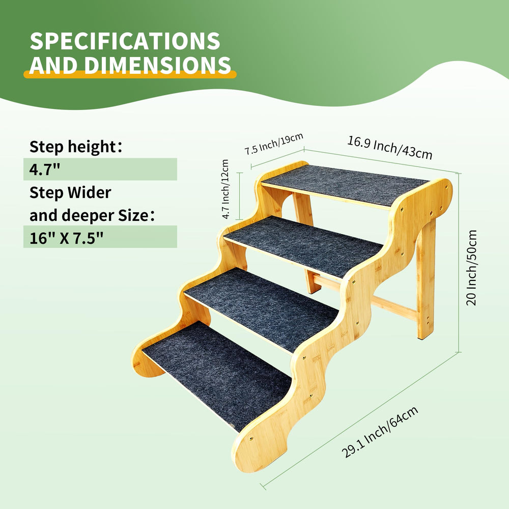 GXONE bamboo dog stairs durable natural material for daily use.