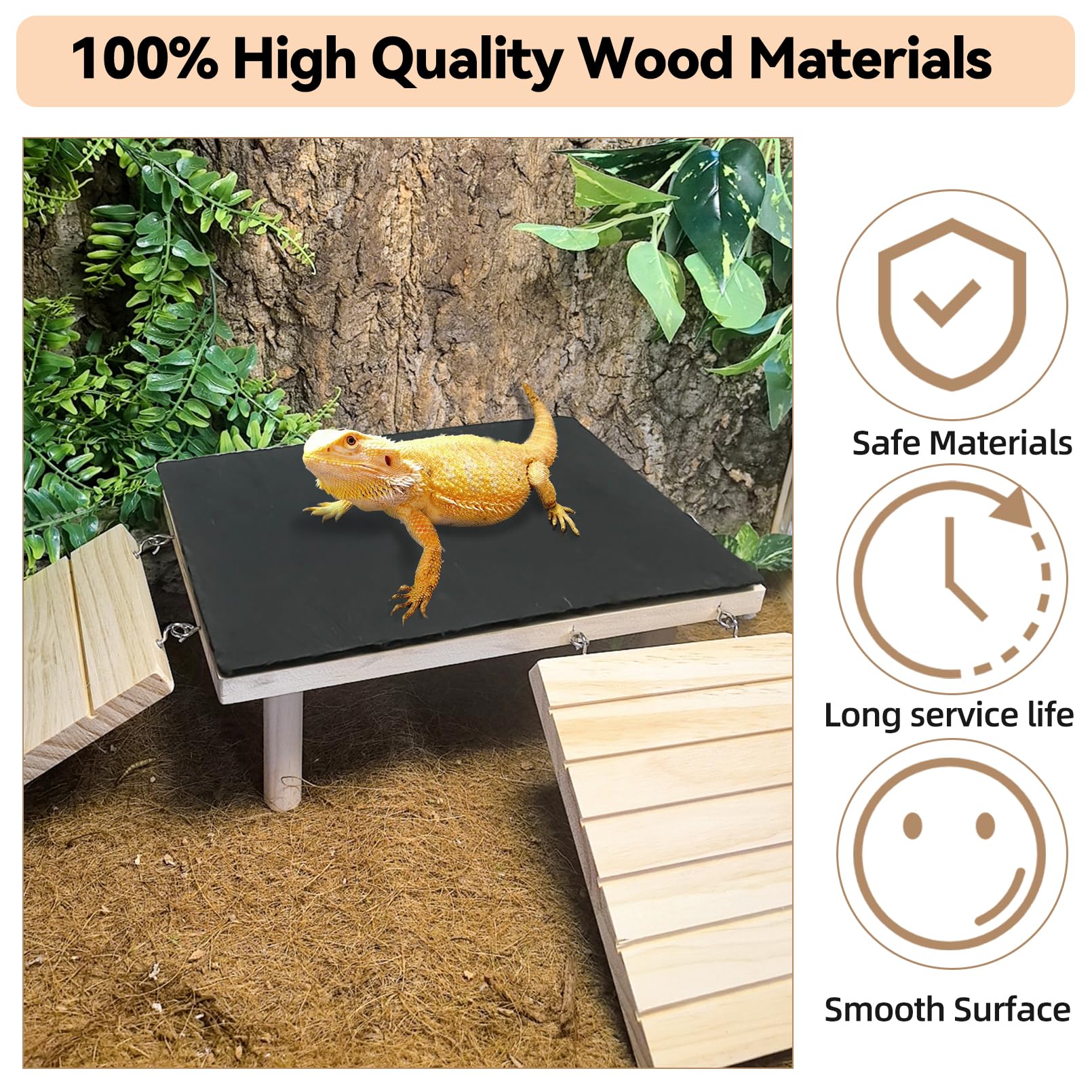 GXSDJ natural wood materials emphasize durable reptile habitat and décor.