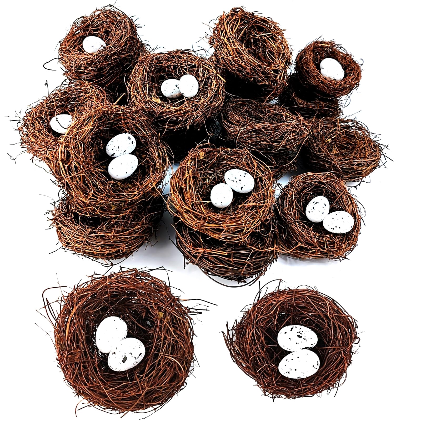 GXXMEI bird nest 8-nests display on table for Easter décor and DIY crafts.