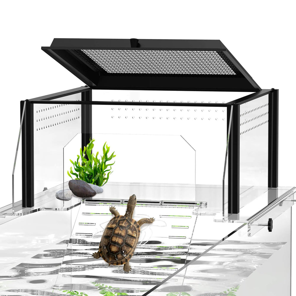 GYACS upgraded turtle basking platform clear acrylic surface provides clear visibility for basking