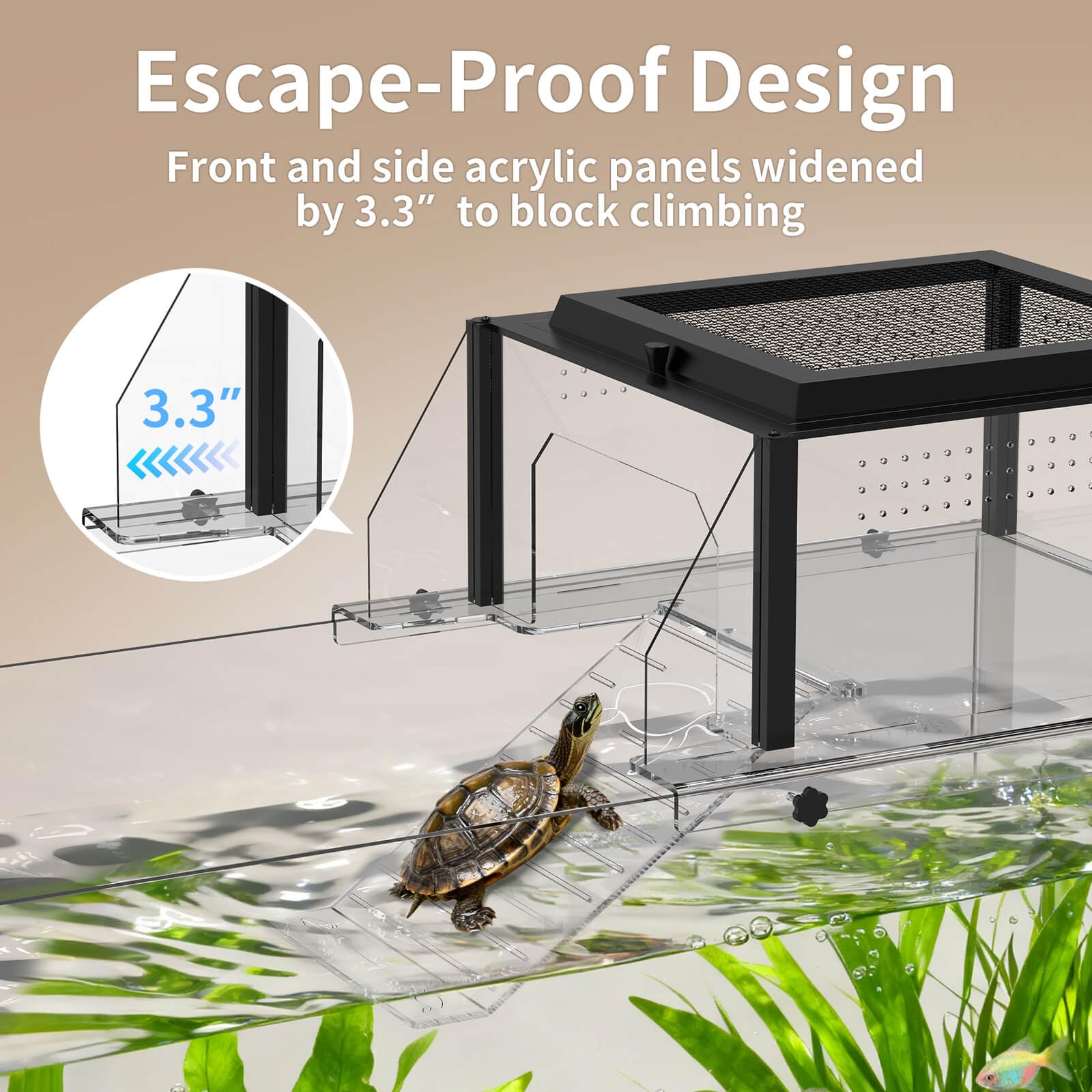 GYACS upgraded turtle basking platform escape barrier guards ensure safety during basking