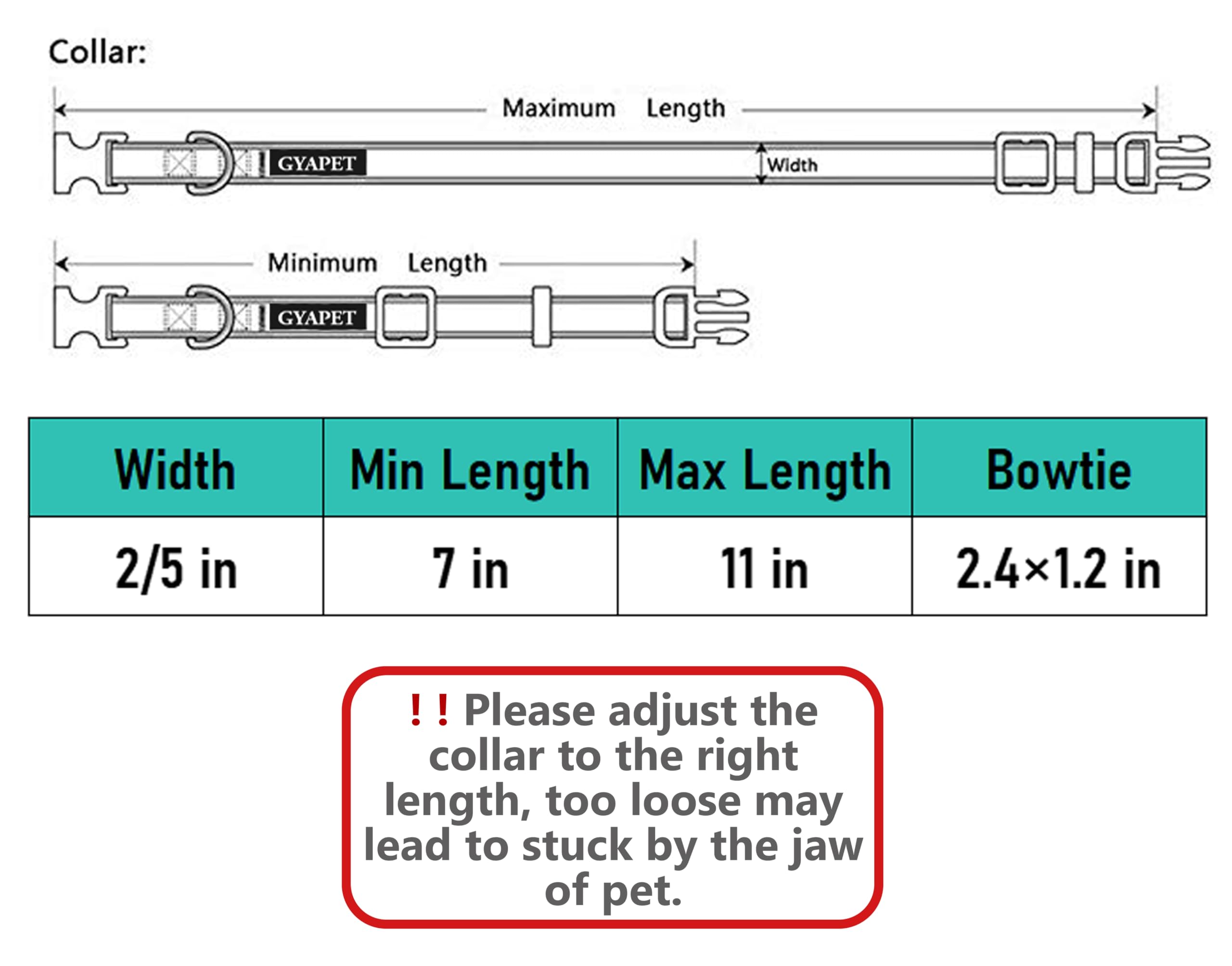 Gyapet Cat Collar adjustable-7-11in image reinforces versatile fit for cats and small pets.