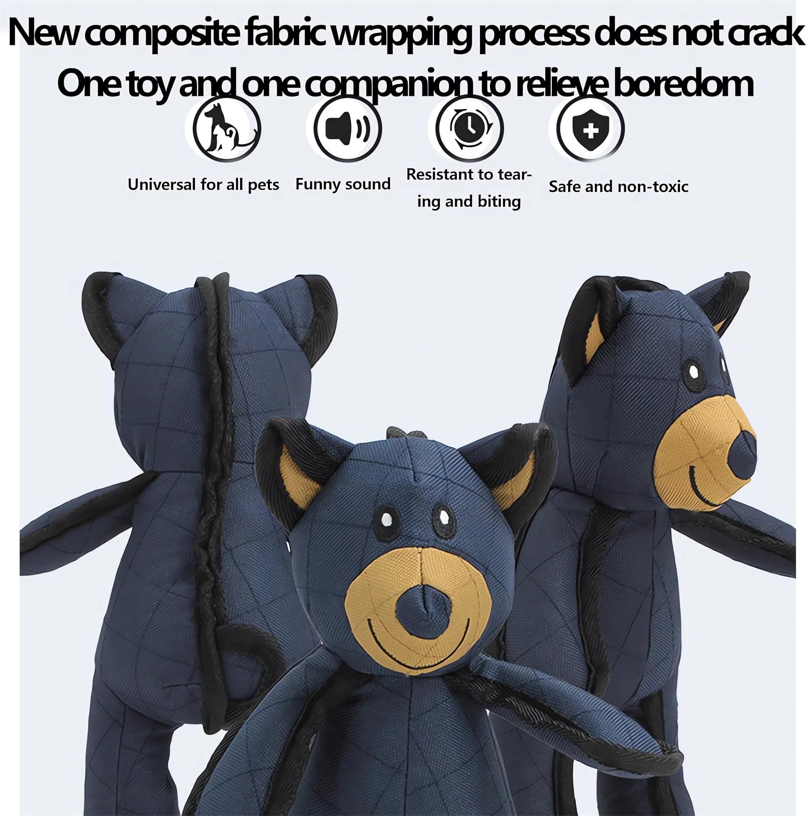 GYLCTOM Unbreakable Bear toy close-up showing squeaker for interactive play