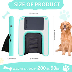Gymodel dog pool ramp with non-slip 3D traction for secure grip.
