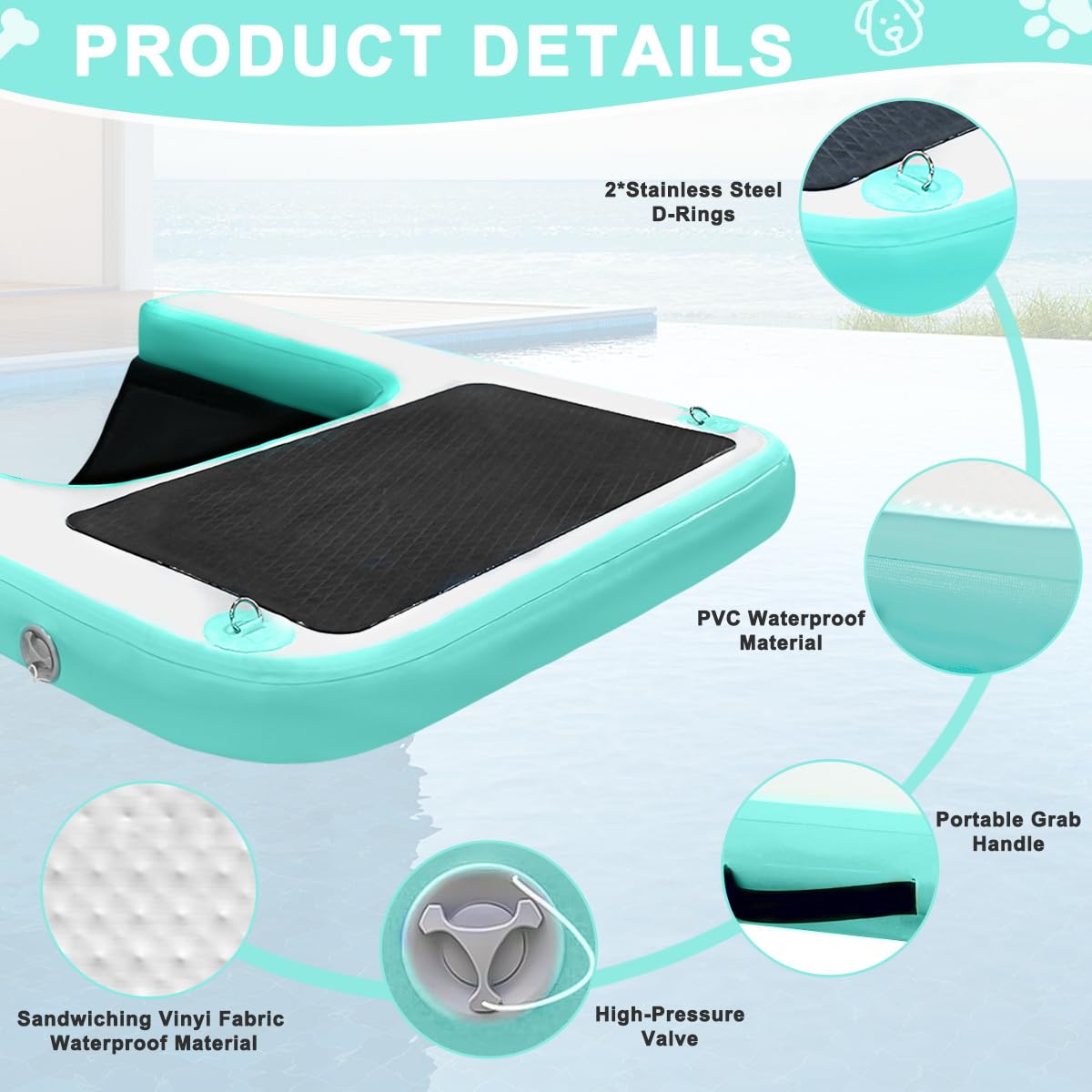 Gymodel dog pool ramp folds into a storage bag for travel.