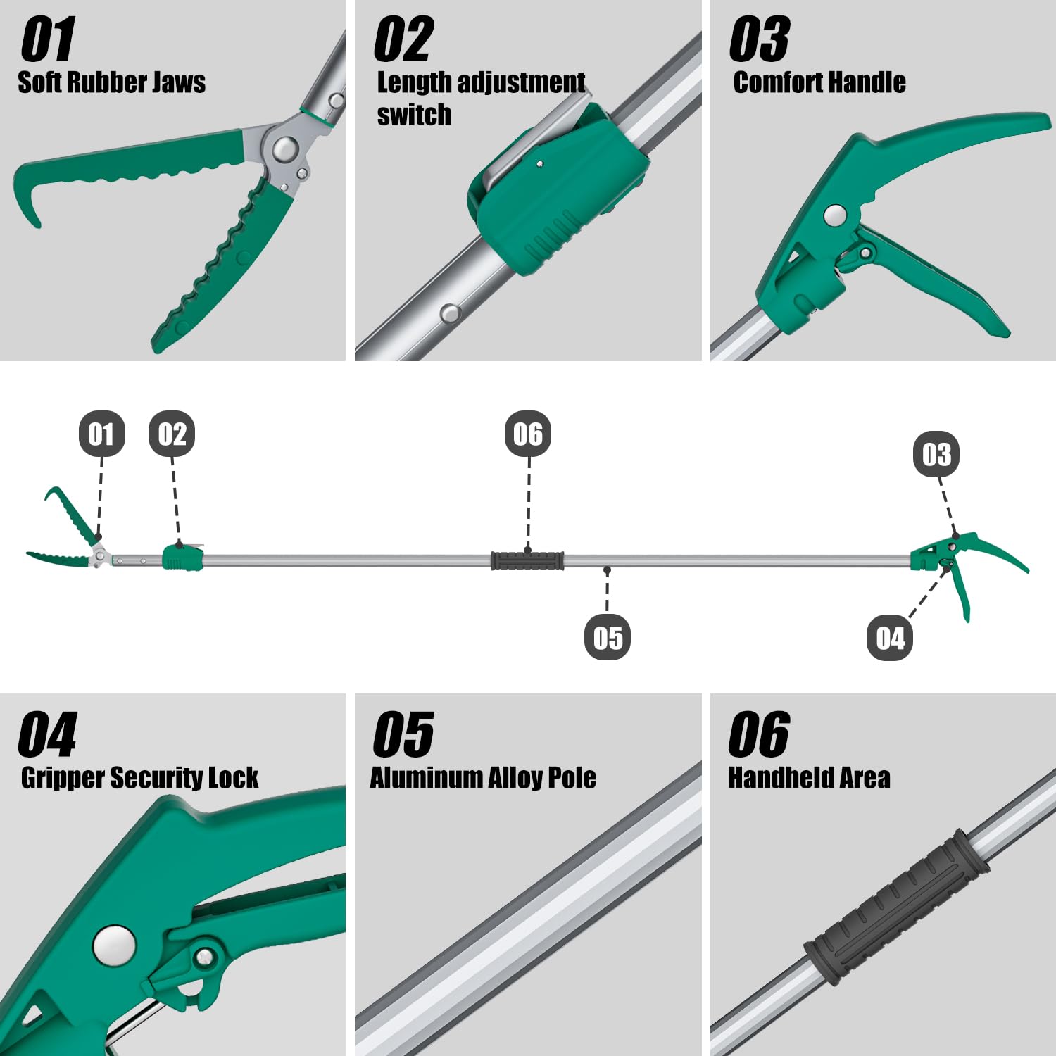 GYORGKSHI extendable tool in-use highlighting long reach reducing risk during handling
